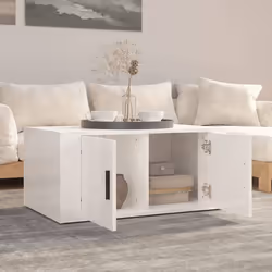 vidaXL Tavolino da Salotto Bianco Lucido 80x50x36cm Legno Multistrato - Vista aggiuntiva 3