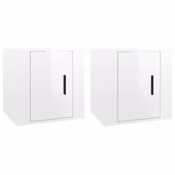 vidaXL Mobili Porta TV a Parete 2 pz Bianco Lucido 40x34,5x40 cm - Vista aggiuntiva 2