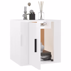 vidaXL Mobili Porta TV a Parete 2 pz Bianco Lucido 40x34,5x40 cm - Vista aggiuntiva 3