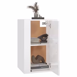vidaXL Mobile Porta TV a Parete Bianco Lucido 40x34,5x60 cm - Vista aggiuntiva 3