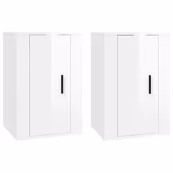 vidaXL Mobili Porta TV a Parete 2 pz Bianco Lucido 40x34,5x60 cm - Vista aggiuntiva 2