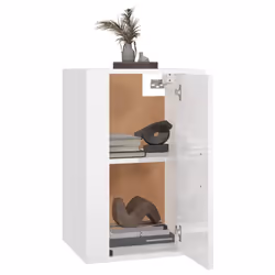 vidaXL Mobili Porta TV a Parete 2 pz Bianco Lucido 40x34,5x60 cm - Vista aggiuntiva 3
