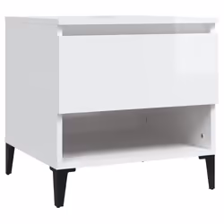 vidaXL Tavolino Bianco Lucido 50x46x50 cm in Legno Multistrato - Vista aggiuntiva 2