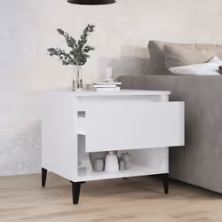 vidaXL Tavolino Bianco Lucido 50x46x50 cm in Legno Multistrato - Vista aggiuntiva 3