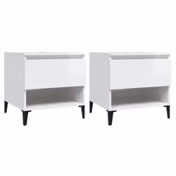 vidaXL Tavolini 2pz Bianco Lucido 50x46x50 cm in Legno Multistrato - Vista aggiuntiva 2