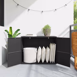 vidaXL Mobiletto da giardino nero 100x55,5x80 cm in polyrattan - Vista aggiuntiva 3
