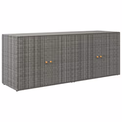 vidaXL Mobile Portaoggetti da Giardino Grigio 198x55,5x80cm Polyrattan - Vista aggiuntiva 2