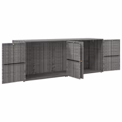 vidaXL Mobile Portaoggetti da Giardino Grigio 198x55,5x80cm Polyrattan - Vista aggiuntiva 3