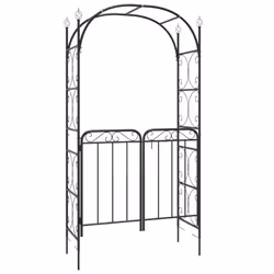 Arco da Giardino con Cancello Nero 108x45x235 cm Acciaiocod mxl 97273 - Vista aggiuntiva 2