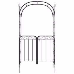 Arco da Giardino con Cancello Nero 108x45x235 cm Acciaiocod mxl 97273 - Vista aggiuntiva 3