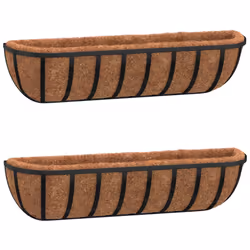 Fioriere Parete 2 pz Rivestimenti Cocco Nero 76x21x16cm Acciaiocod mxl 127223 - Vista aggiuntiva 2