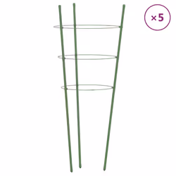 Supporti Piante da Giardino con 3 Anelli 5pz Verde 75cm Acciaiocod mxl 127804 - Vista aggiuntiva 2