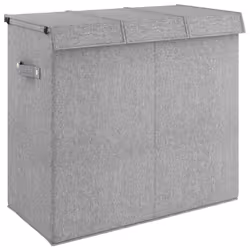vidaXL Cesto Biancheria Pieghevole Grigio 64,5x34,5x59 cm Lino Finto - Vista aggiuntiva 2