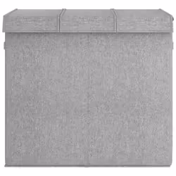 vidaXL Cesto Biancheria Pieghevole Grigio 64,5x34,5x59 cm Lino Finto - Vista aggiuntiva 3