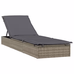 Lettino Prendisole 1 pz con Tavolino Grigio in Polyrattancod mxl 130071