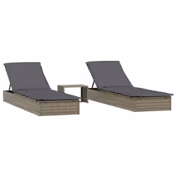 Lettini Prendisole 2pz con Tavolino Grigio in Polyrattancod mxl 82177 - Vista aggiuntiva 2