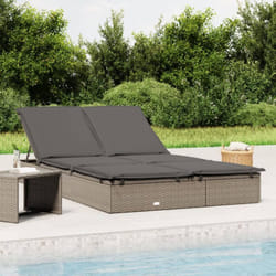 Vidaxl - Lettino Prendisole, Sdraio da giardino 2 Persone con Cuscini Grigio in Polyrattan