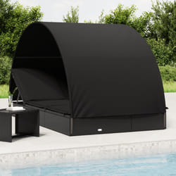 Lettino Doppio Tetto Rotondo Nero 211x112x140 cm in Polyrattancod mxl 78434