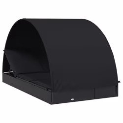 Lettino Doppio Tetto Rotondo Nero 211x112x140 cm in Polyrattancod mxl 78434