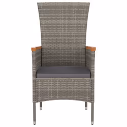 VidaXL 319526 sedia da esterno Terrazzo Seduta imbottita Legno di acacia, Rattan sintetico, Acciaio Grigio - Vista aggiuntiva 4