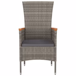 VidaXL 319528 sedia da esterno Terrazzo Seduta imbottita Legno di acacia, Rattan sintetico, Acciaio Grigio - Vista aggiuntiva 4