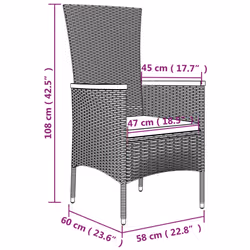 VidaXL 319528 sedia da esterno Terrazzo Seduta imbottita Legno di acacia, Rattan sintetico, Acciaio Grigio - Vista aggiuntiva 8
