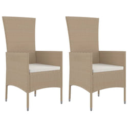 VidaXL 319532 sedia da esterno Terrazzo Seduta imbottita Legno di acacia, Rattan sintetico, Acciaio Beige, Crema, Bianco