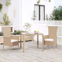 VidaXL 319532 sedia da esterno Terrazzo Seduta imbottita Legno di acacia, Rattan sintetico, Acciaio Beige, Crema, Bianco