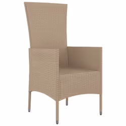 VidaXL 319532 sedia da esterno Terrazzo Seduta imbottita Legno di acacia, Rattan sintetico, Acciaio Beige, Crema, Bianco - Vista aggiuntiva 4