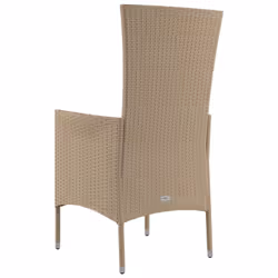 VidaXL 319532 sedia da esterno Terrazzo Seduta imbottita Legno di acacia, Rattan sintetico, Acciaio Beige, Crema, Bianco - Vista aggiuntiva 7
