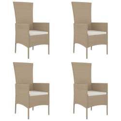 VidaXL 319533 sedia da esterno Terrazzo Seduta imbottita Legno di acacia, Rattan sintetico, Acciaio Beige, Crema, Bianco