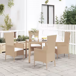 VidaXL 319533 sedia da esterno Terrazzo Seduta imbottita Legno di acacia, Rattan sintetico, Acciaio Beige, Crema, Bianco
