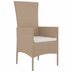 VidaXL 319533 sedia da esterno Terrazzo Seduta imbottita Legno di acacia, Rattan sintetico, Acciaio Beige, Crema, Bianco