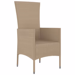 VidaXL 319533 sedia da esterno Terrazzo Seduta imbottita Legno di acacia, Rattan sintetico, Acciaio Beige, Crema, Bianco - Vista aggiuntiva 4