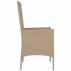 VidaXL 319533 sedia da esterno Terrazzo Seduta imbottita Legno di acacia, Rattan sintetico, Acciaio Beige, Crema, Bianco - Vista aggiuntiva 6