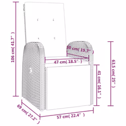 VidaXL 319538 sedia da esterno Terrazzo Seduta imbottita Rattan sintetico, Acciaio Grigio - Vista aggiuntiva 7
