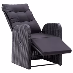 VidaXL 319544 sedia da esterno Terrazzo Seduta imbottita Rattan sintetico, Acciaio Nero - Vista aggiuntiva 5