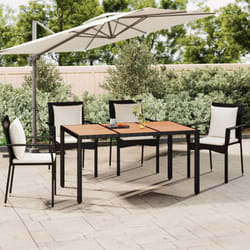 Tavolo da Giardino, Tavolo da Balcone Piano Legno Nero Polyrattan Massello Acacia Vidaxl 5038