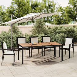 Tavolo da Giardino, Tavolo da Balcone Piano Legno Nero Polyrattan Massello Acacia Vidaxl 7918