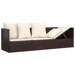 VidaXL 319563 sedia da esterno Terrazzo Seduta imbottita Rattan sintetico, Acciaio Marrone, Crema, Bianco - Vista aggiuntiva 6