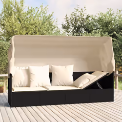 VidaXL 319566 sedia da esterno Terrazzo Seduta imbottita Rattan sintetico, Acciaio Nero, Crema, Bianco