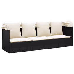 VidaXL 319566 sedia da esterno Terrazzo Seduta imbottita Rattan sintetico, Acciaio Nero, Crema, Bianco - Vista aggiuntiva 6