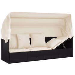 VidaXL 319566 sedia da esterno Terrazzo Seduta imbottita Rattan sintetico, Acciaio Nero, Crema, Bianco - Vista aggiuntiva 8