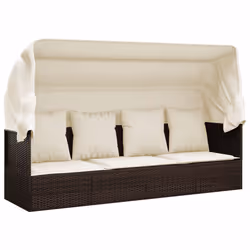 VidaXL 319567, Terrazzo, Seduta imbottita, Rattan sintetico, Acciaio, Marrone, Crema, Bianco, 198 cm, 56 cm