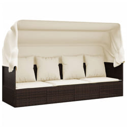 VidaXL 319567 sedia da esterno Terrazzo Seduta imbottita Rattan sintetico, Acciaio Marrone, Crema, Bianco