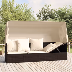 VidaXL 319567 sedia da esterno Terrazzo Seduta imbottita Rattan sintetico, Acciaio Marrone, Crema, Bianco