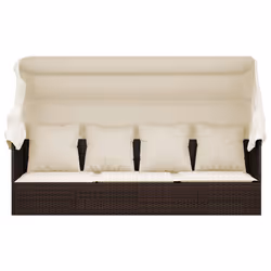 VidaXL 319567 sedia da esterno Terrazzo Seduta imbottita Rattan sintetico, Acciaio Marrone, Crema, Bianco