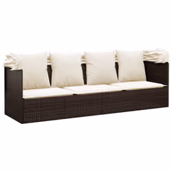 VidaXL 319567 sedia da esterno Terrazzo Seduta imbottita Rattan sintetico, Acciaio Marrone, Crema, Bianco - Vista aggiuntiva 6