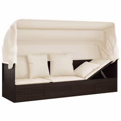 VidaXL 319567 sedia da esterno Terrazzo Seduta imbottita Rattan sintetico, Acciaio Marrone, Crema, Bianco - Vista aggiuntiva 8