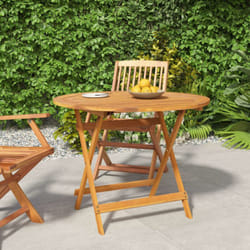 Tavolo da Giardino Pieghevole ø 90x75 cm Legno Massello Acacia